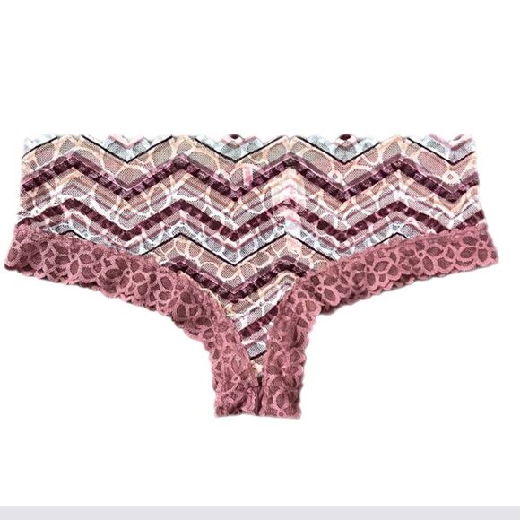 Victorias Secret Pink Sexy Lace mesh extra low Rise Cheekster   panty mauve L - Picture 2 of 3